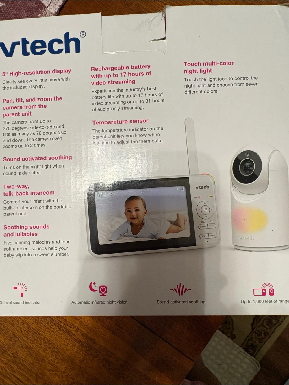 VTech White Pan & Tilt Video Monitor with 5